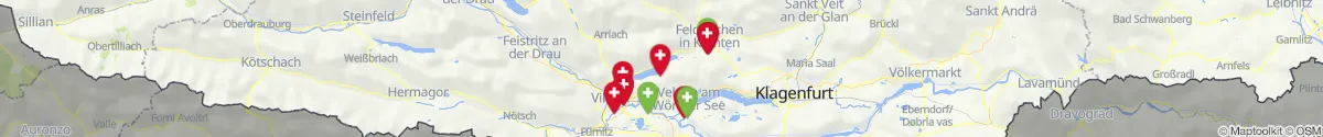 Kartenansicht für Apotheken-Notdienste in der Nähe von Ossiach (Feldkirchen, Kärnten)